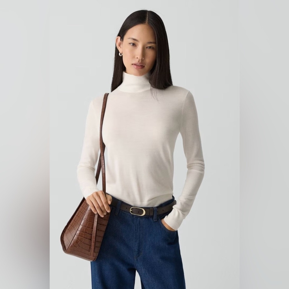 Theory Turtleneck New Ivory Regal Wool Sweater Size Medium